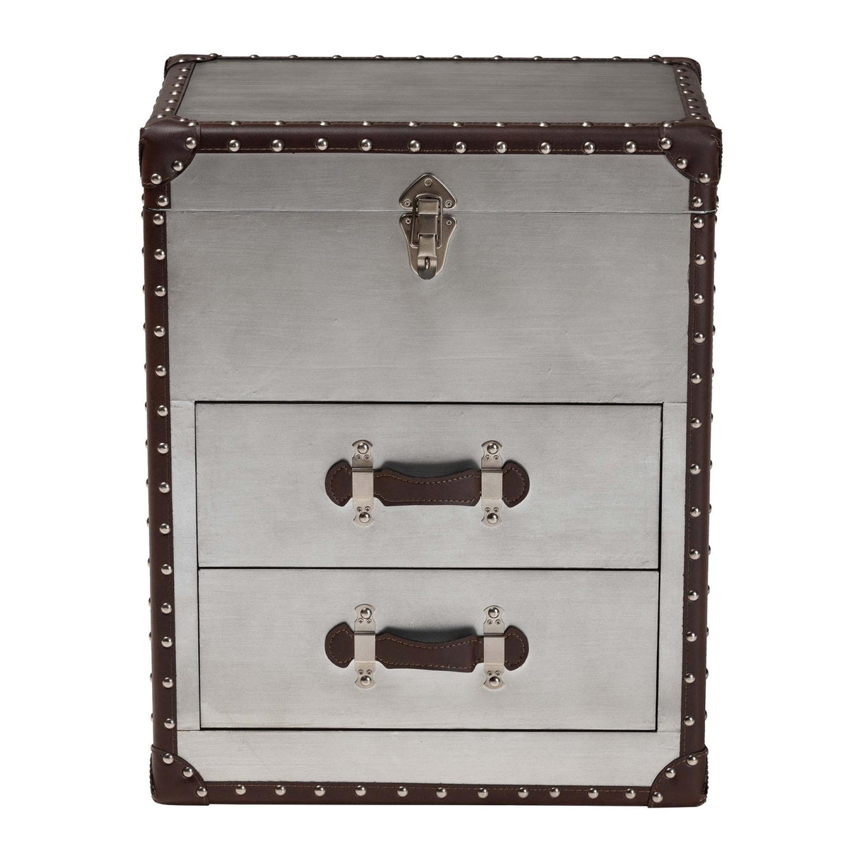   Modern European furniture - Vintage Silver 2 Drawer End Table - www.oroa.com | Oroa.com