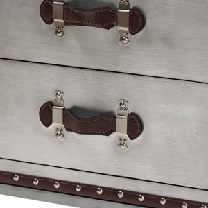   Modern European furniture - 2 Drawer Silver Vintage End Table - www.oroa.com | Oroa.com