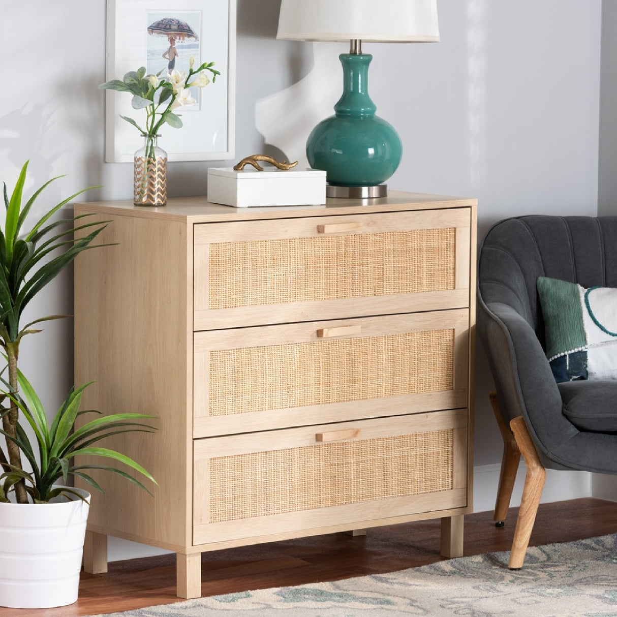   Modern European furniture - 3 Drawer Rattan Storage Cabinet - www.oroa.com | Oroa.com