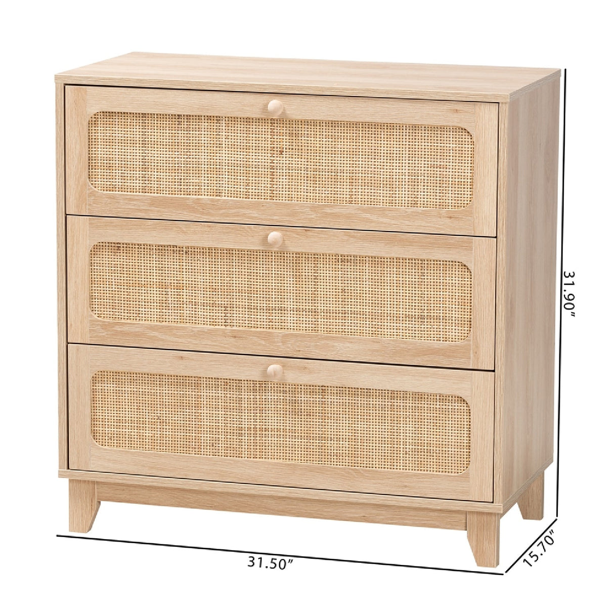   Modern European furniture - Oak Japandi 3 Drawer Cabinet - www.oroa.com | Oroa.com