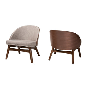   Modern European furniture - Walnut Framed Curved Accent Chairs 2 - www.oroa.com | Oroa.com