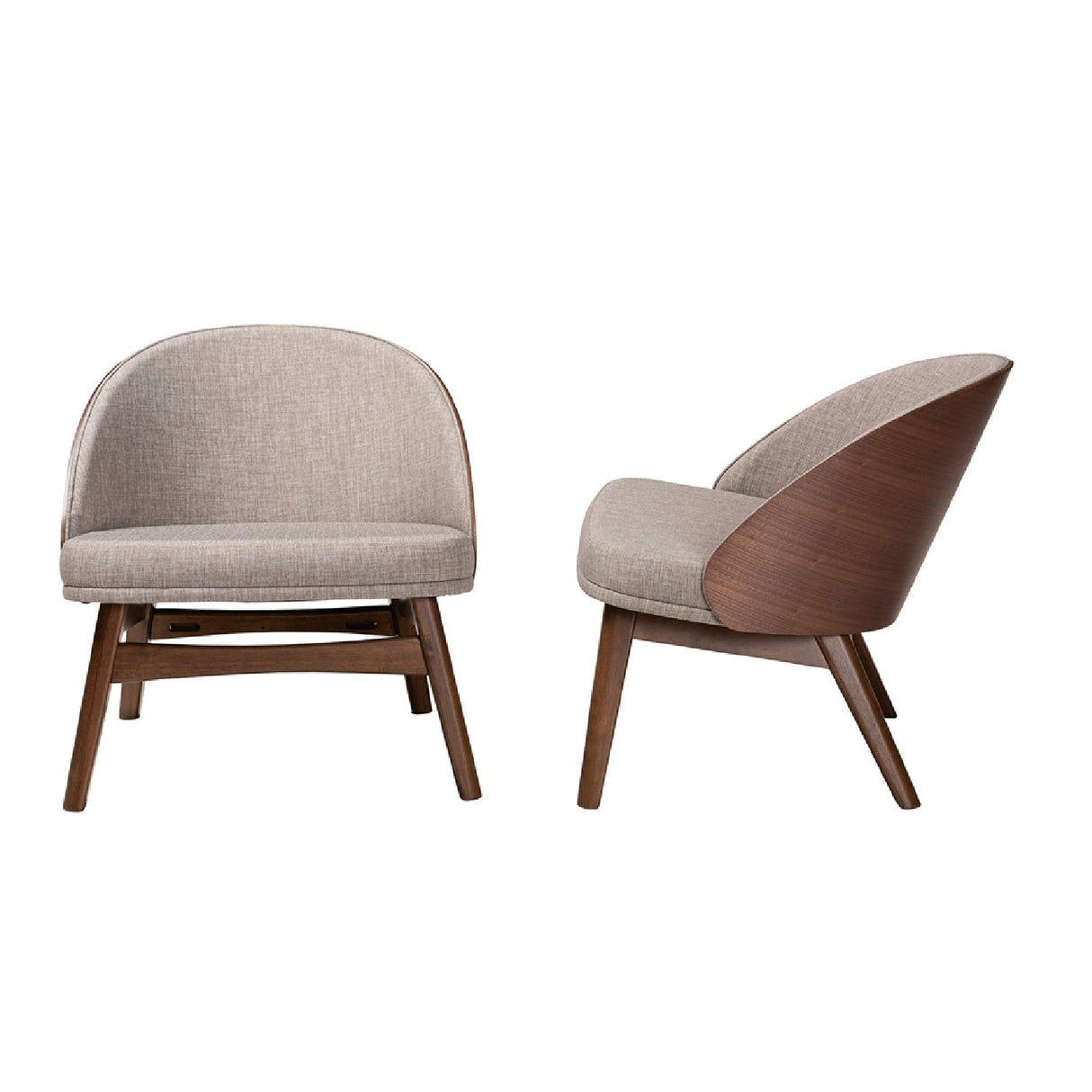   Modern European furniture - Walnut Framed Curved Accent Chairs 2 - www.oroa.com | Oroa.com