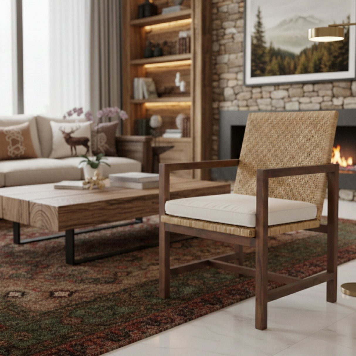   Modern European furniture - Acacia Framed Rattan Lounge Chair - www.oroa.com | Oroa.com