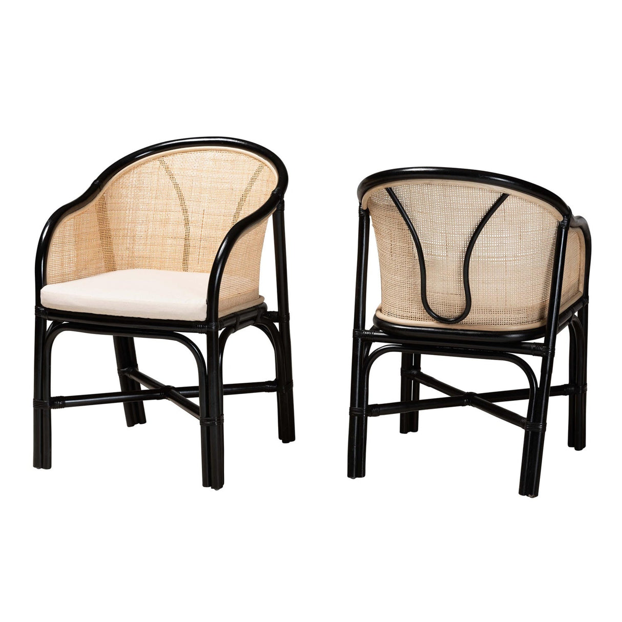   Modern European furniture - Black Framed Rattan Dining Chairs 2 - www.oroa.com | Oroa.com