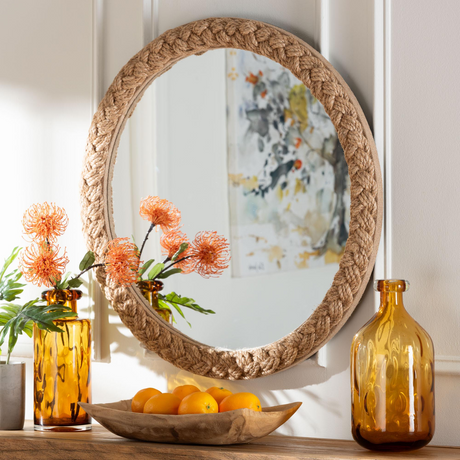   Modern European furniture - Braided Rope Round Accent Mirror - www.oroa.com | Oroa.com