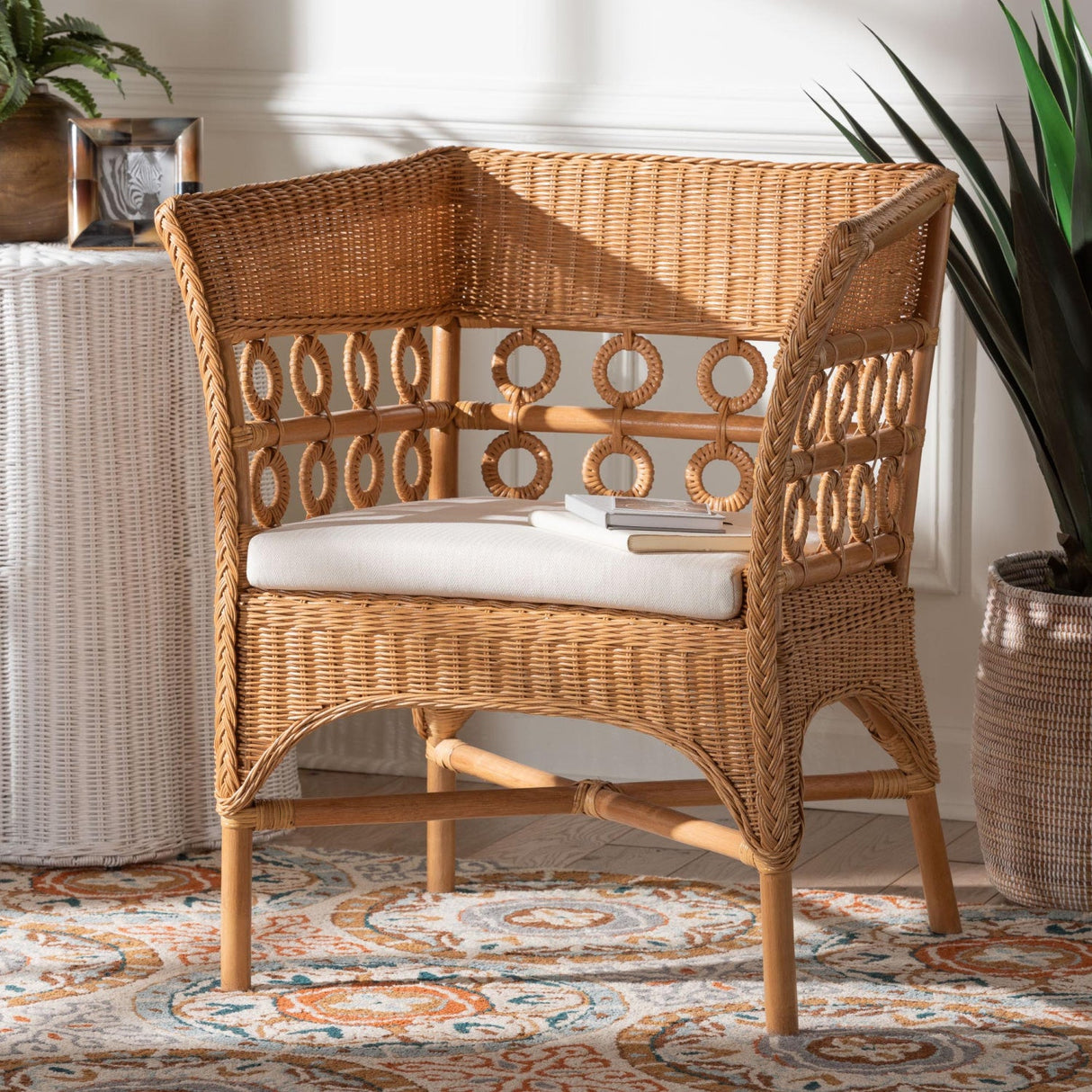   Modern European furniture - Braided Rattan Padded Accent Chair - www.oroa.com | Oroa.com