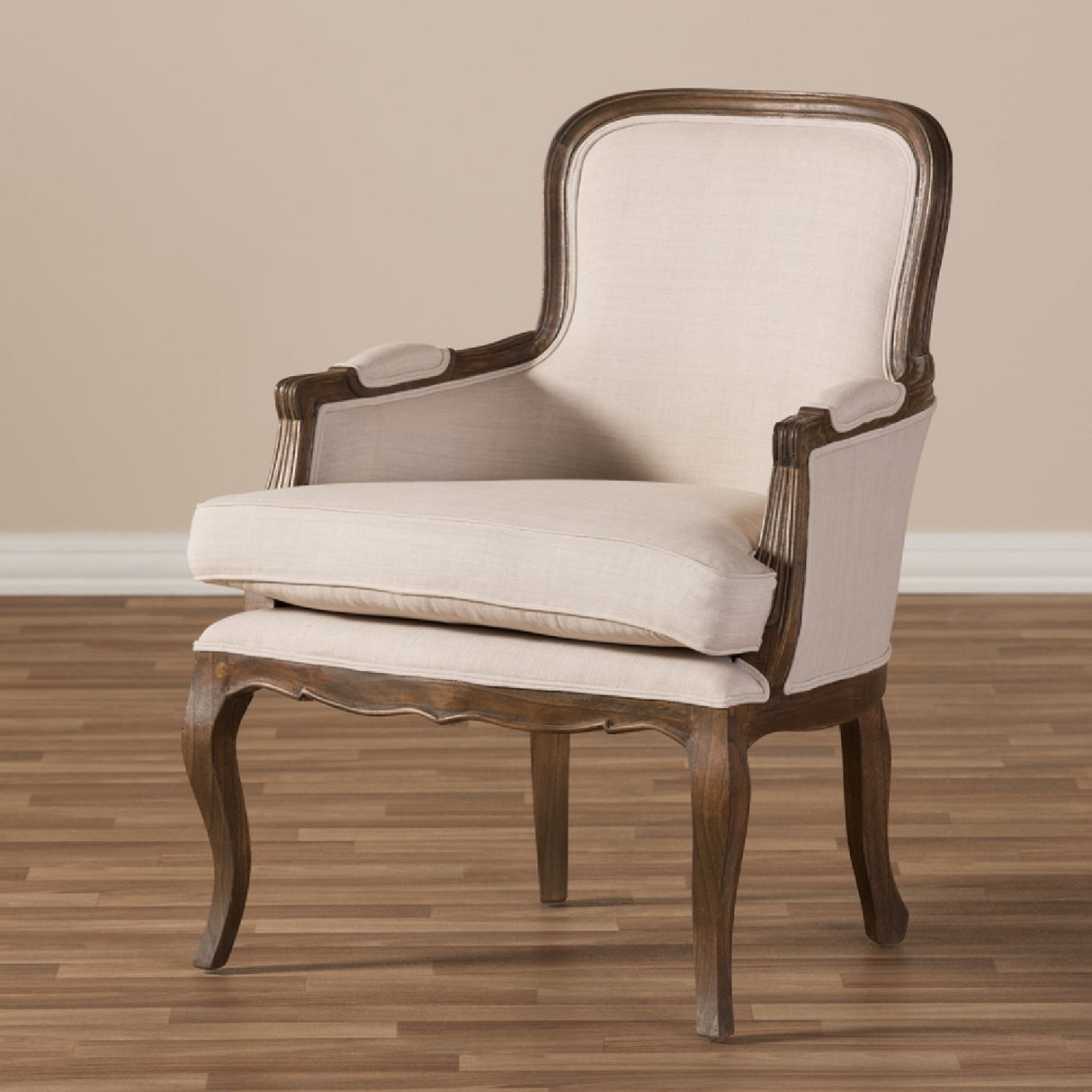   Modern European furniture - Beige Cotton Classic Accent Chair - www.oroa.com | Oroa.com