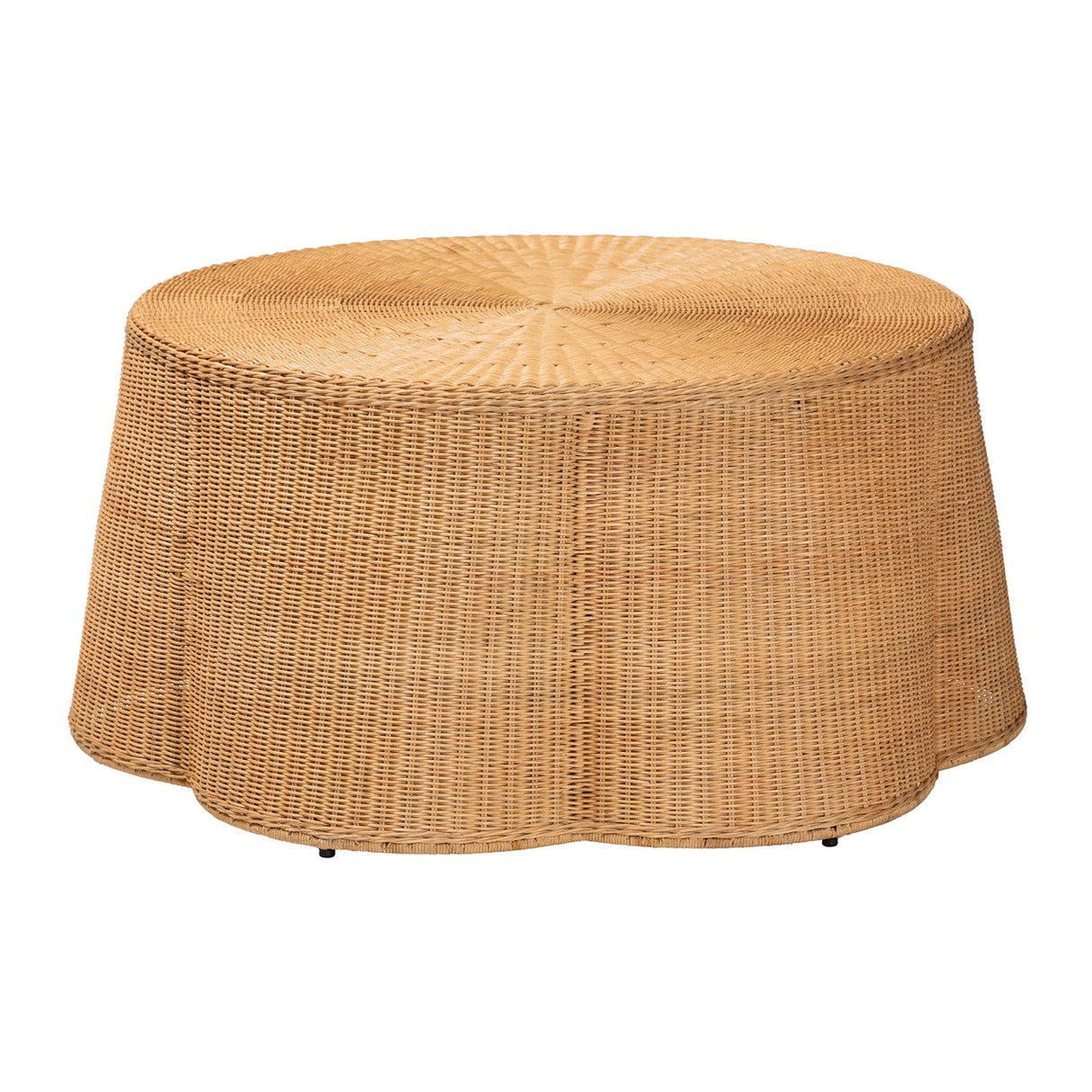   Modern European furniture - Handwoven Rattan Scalloped Coffee Table - www.oroa.com | Oroa.com