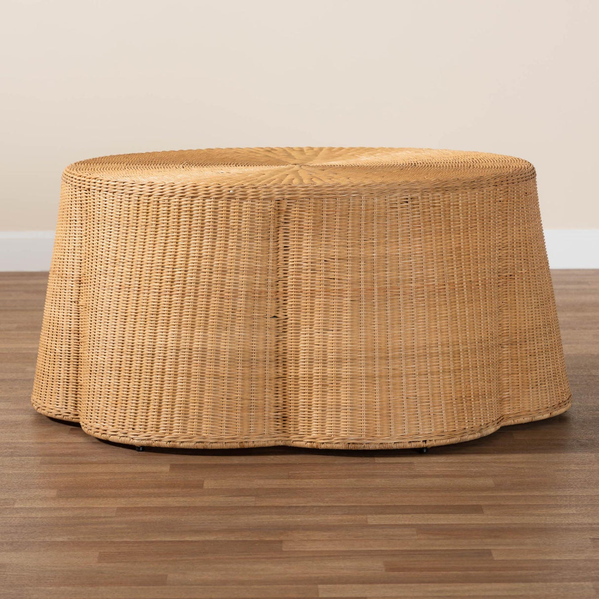   Modern European furniture - Handwoven Rattan Scalloped Coffee Table - www.oroa.com | Oroa.com