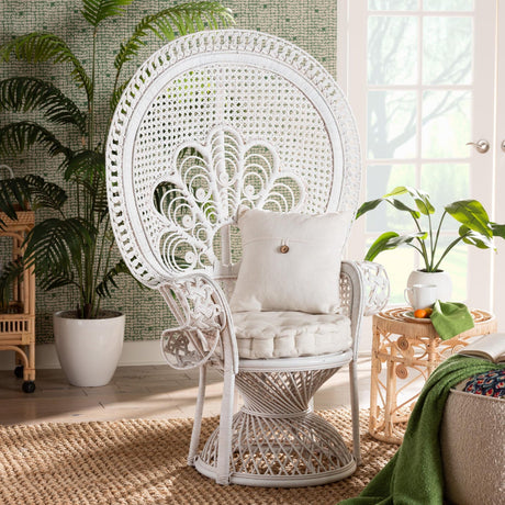   Modern European furniture - White Rattan Peacock Accent Chair - www.oroa.com | Oroa.com