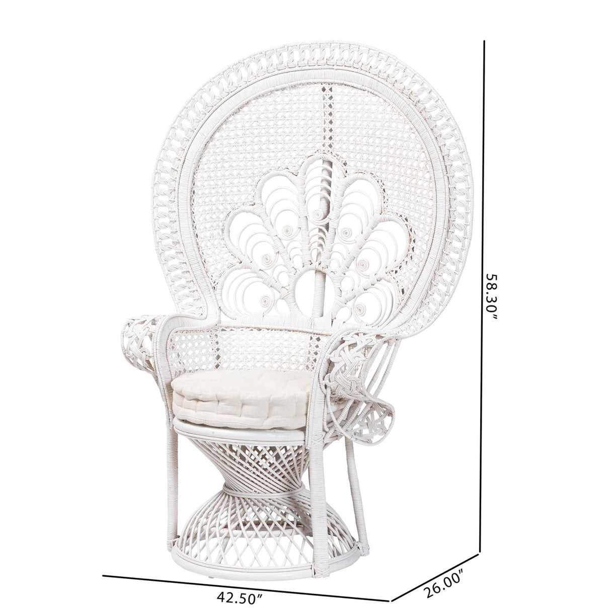   Modern European furniture - White Rattan Peacock Accent Chair - www.oroa.com | Oroa.com
