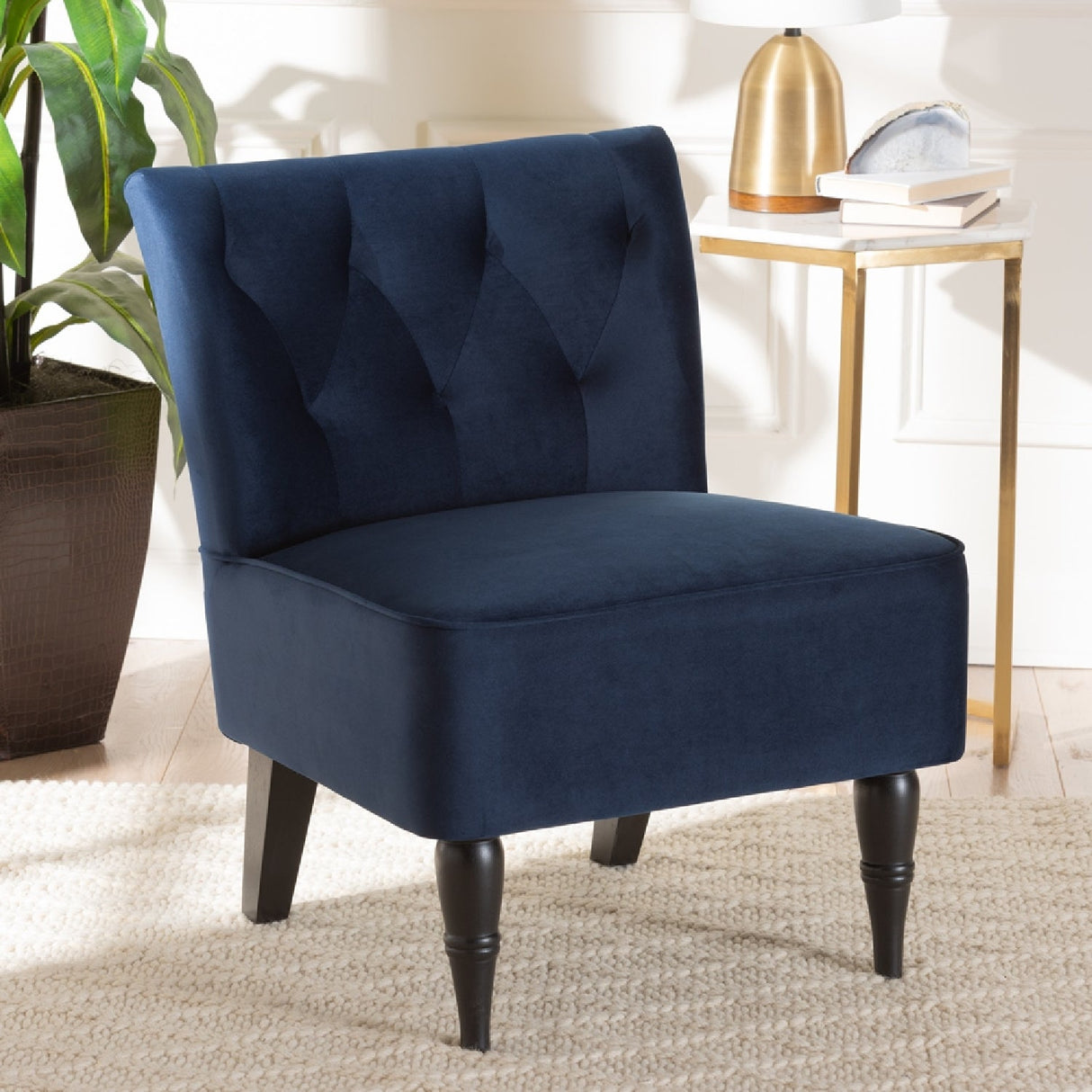   Modern European furniture - Tufted Blue Velvet Accent Chair - www.oroa.com | Oroa.com