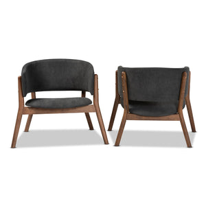   Modern European furniture - Walnut Framed Curve Accent Chairs 2 - www.oroa.com | Oroa.com