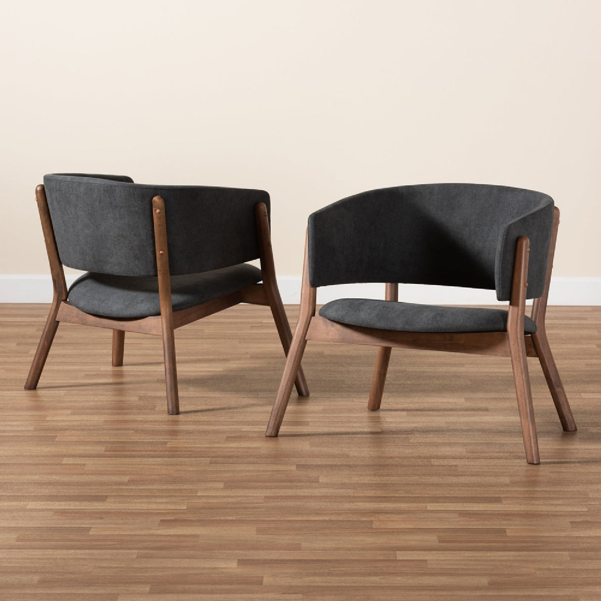   Modern European furniture - Walnut Framed Curve Accent Chairs 2 - www.oroa.com | Oroa.com