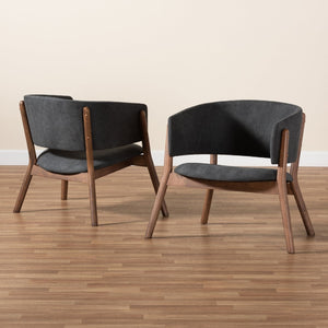   Modern European furniture - Walnut Framed Curve Accent Chairs 2 - www.oroa.com | Oroa.com