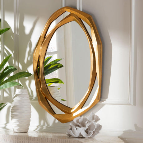  Hospitality furniture - Gold Geometric Abstract Accent Mirror - www.oroatrade.com | Oroa.com
