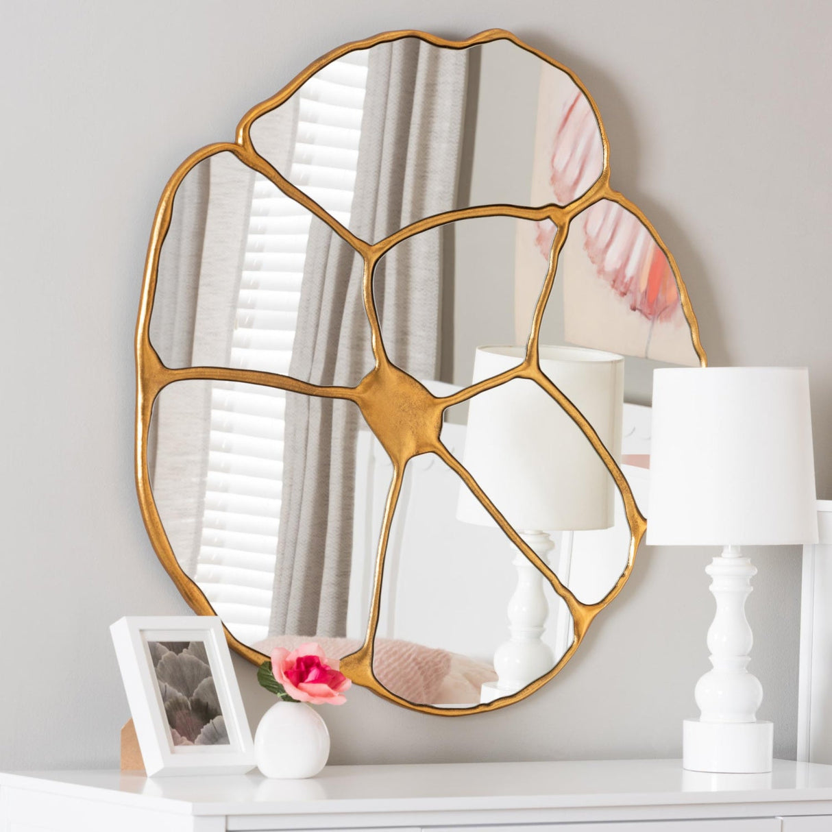   Hospitality furniture - Gold Flower Accent Wall Mirror - www.oroatrade.com | Oroa.com
