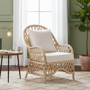   Modern European furniture - Braided Rattan Padded Lounge Chair - www.oroa.com | Oroa.com