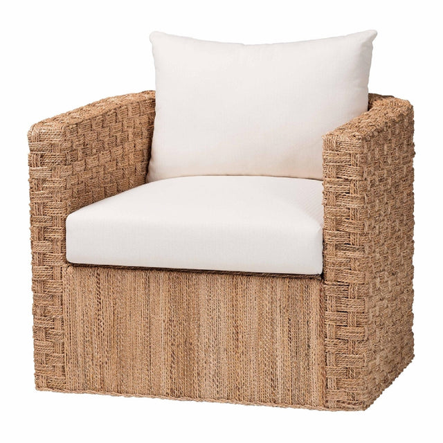 Modern European furniture - Woven Seagrass Curved Accent Chair - www.oroa.com