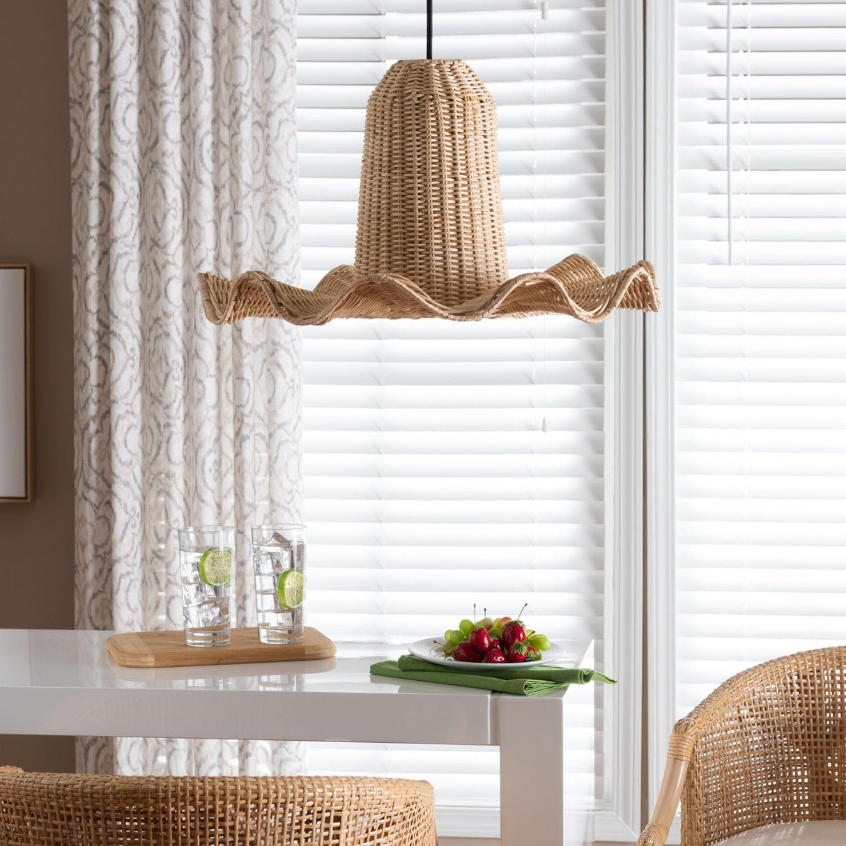   Modern European furniture - Scalloped Natural Rattan Pendant Lamp - www.oroa.com | Oroa.com