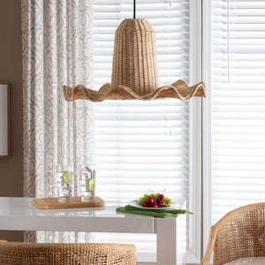   Modern European furniture - Scalloped Natural Rattan Pendant Lamp - www.oroa.com | Oroa.com