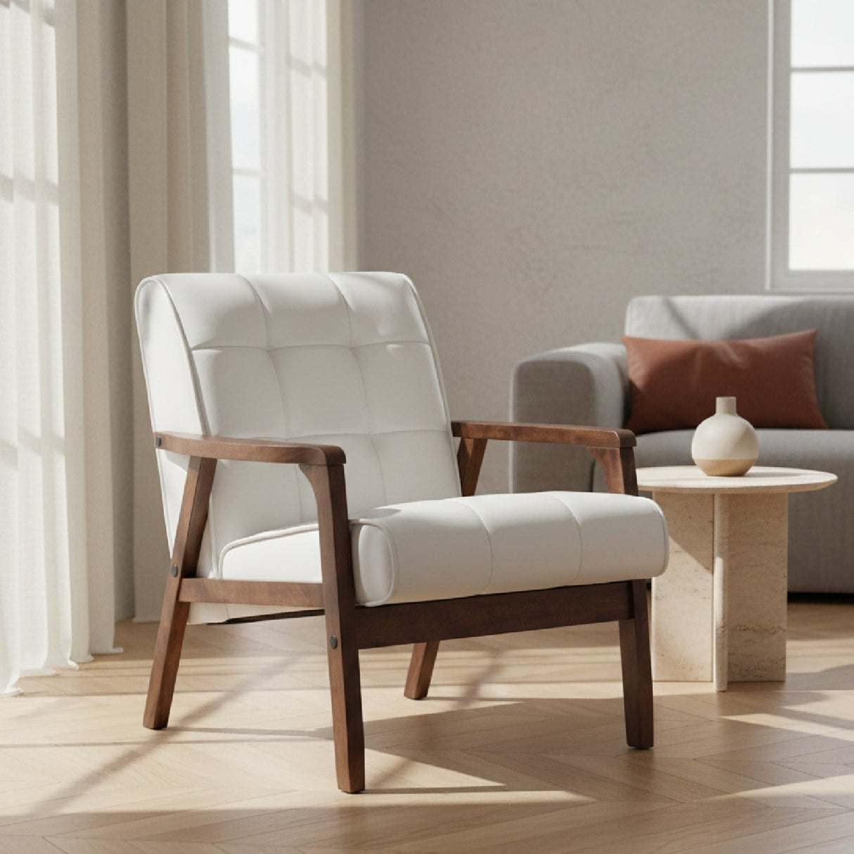   Modern European furniture - White Leather Inspired Club Chair - www.oroa.com | Oroa.com