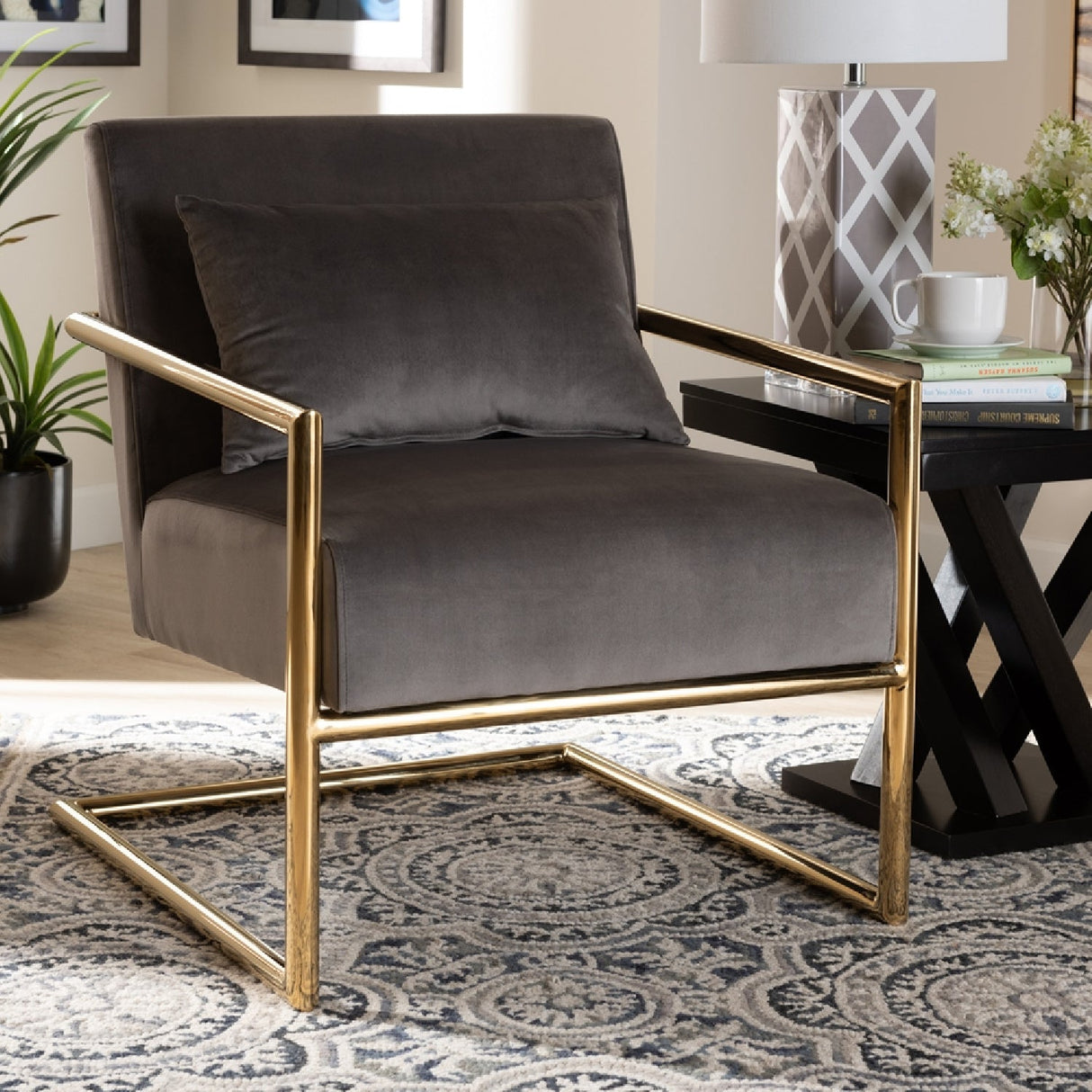   Modern European furniture - Velvet Cantilevered Lounge Chair - www.oroa.com | Oroa.com