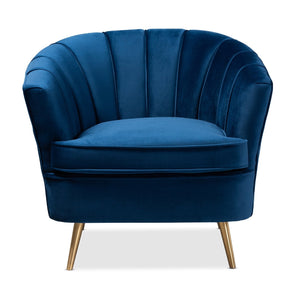   Modern European furniture - Channeled Blue Velvet Accent Chair - www.oroa.com | Oroa.com