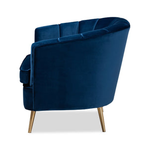   Modern European furniture - Channeled Blue Velvet Accent Chair - www.oroa.com | Oroa.com