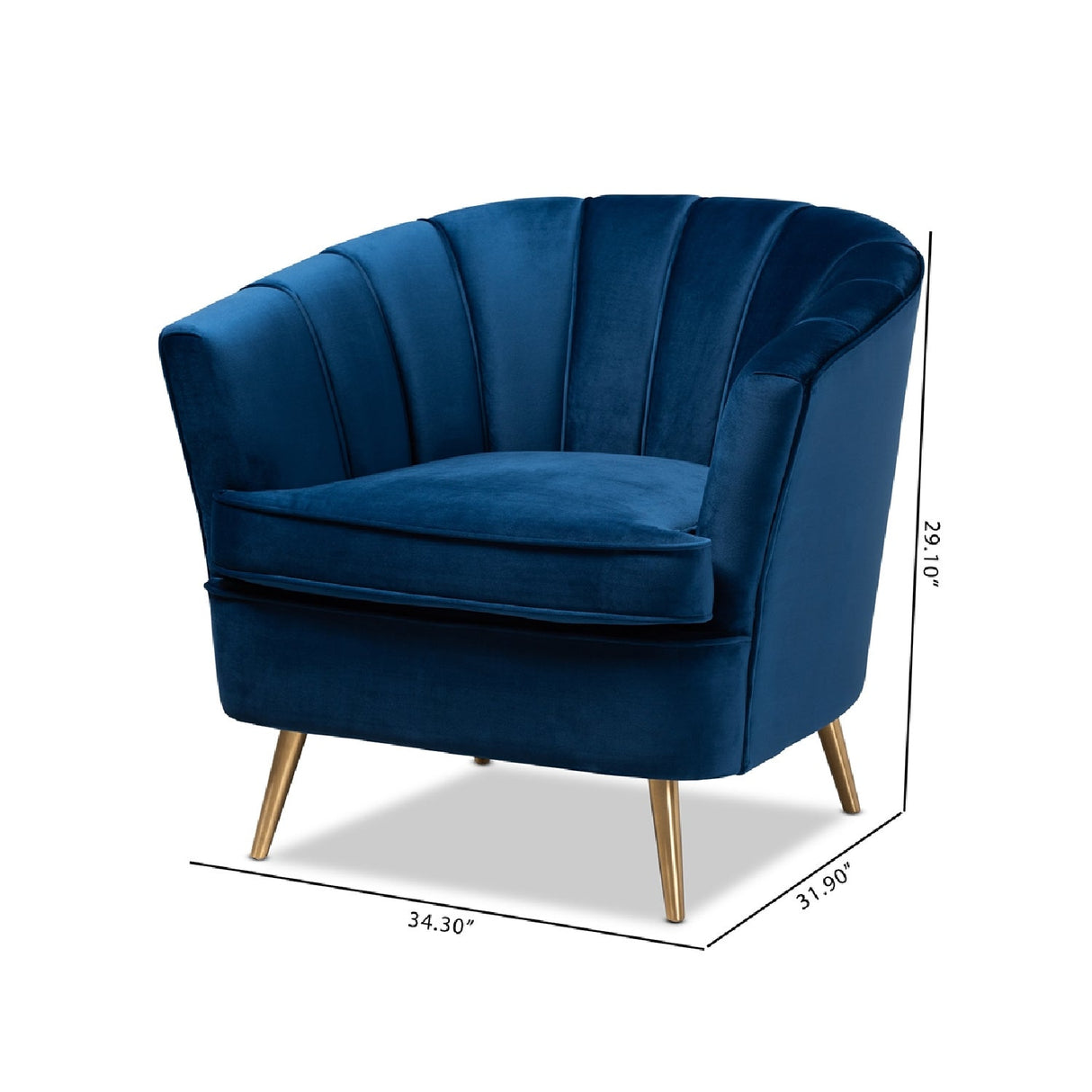   Modern European furniture - Channeled Blue Velvet Accent Chair - www.oroa.com | Oroa.com