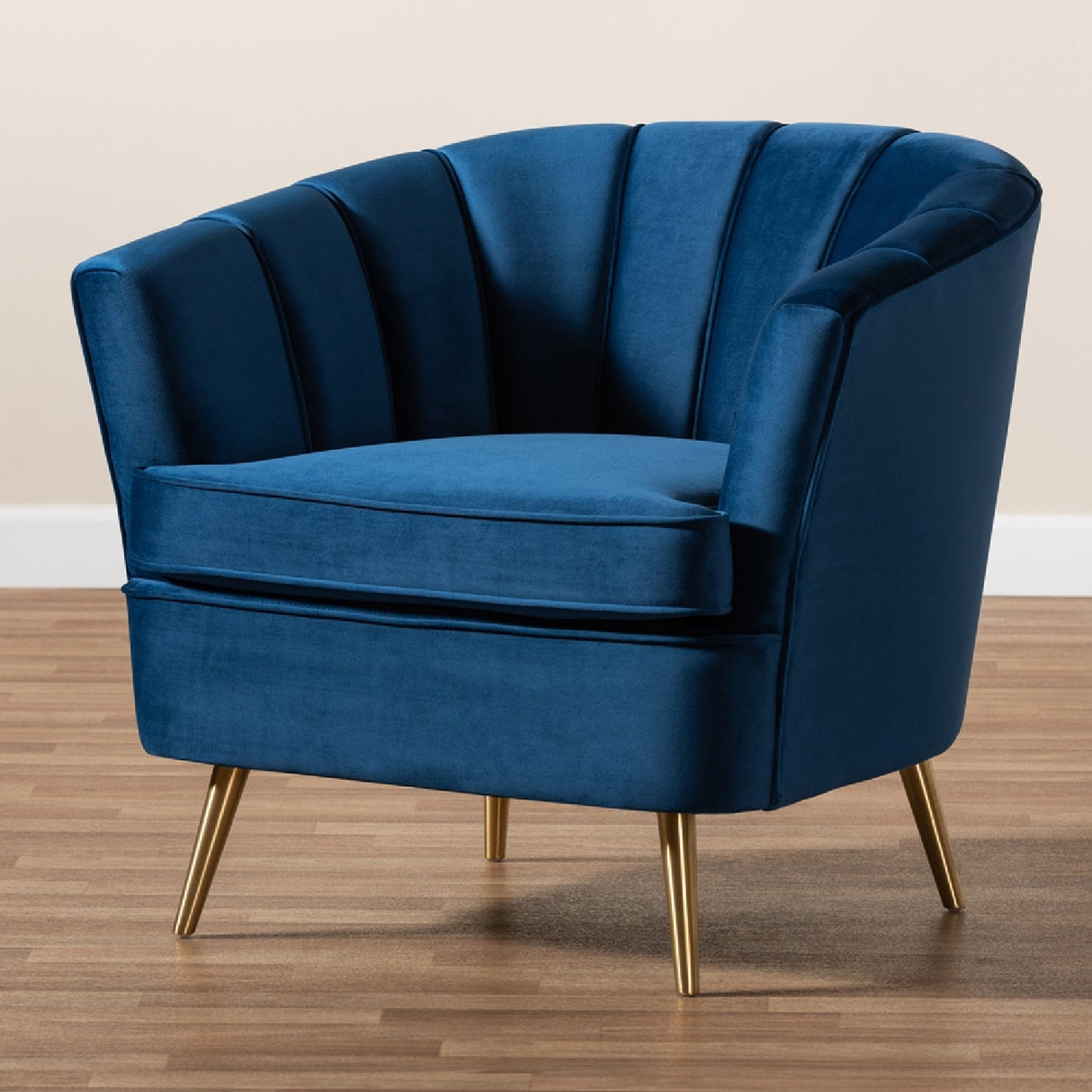   Modern European furniture - Channeled Blue Velvet Accent Chair - www.oroa.com | Oroa.com