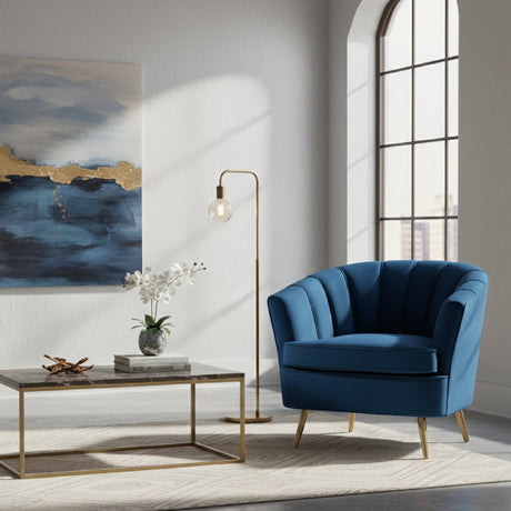  Modern European furniture - Channeled Blue Velvet Accent Chair - www.oroa.com | Oroa.com