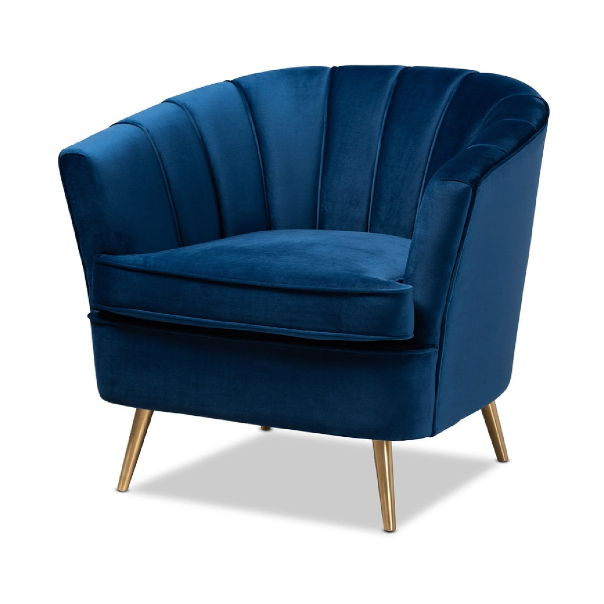   Modern European furniture - Channeled Blue Velvet Accent Chair - www.oroa.com | Oroa.com