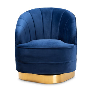  Modern European furniture - Blue Vevet Swivel Accent Chair - www.oroa.com | Oroa.com
