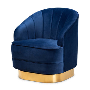   Modern European furniture - Blue Vevet Swivel Accent Chair - www.oroa.com | Oroa.com