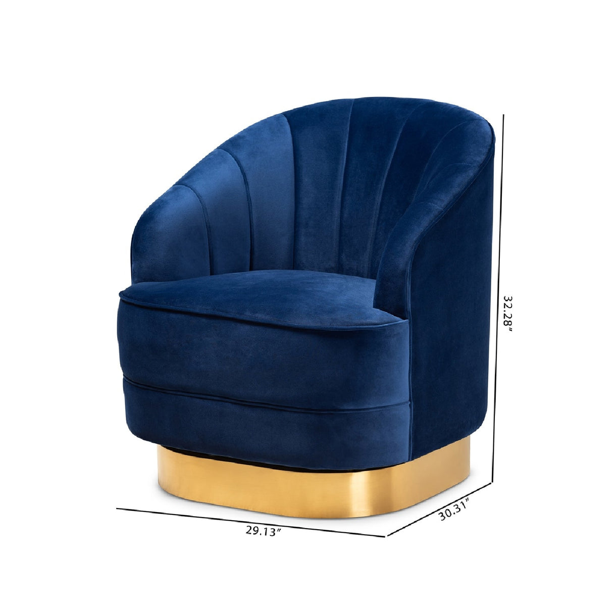   Modern European furniture - Blue Vevet Swivel Accent Chair - www.oroa.com | Oroa.com