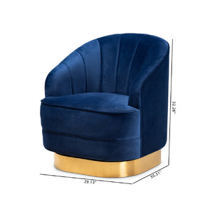   Modern European furniture - Blue Vevet Swivel Accent Chair - www.oroa.com | Oroa.com