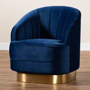   Modern European furniture - Blue Vevet Swivel Accent Chair - www.oroa.com | Oroa.com