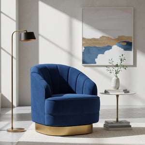   Modern European furniture - Blue Vevet Swivel Accent Chair - www.oroa.com | Oroa.com