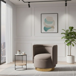   Modern European furniture - Velvet Curved Swivel Chair - www.oroa.com | Oroa.com