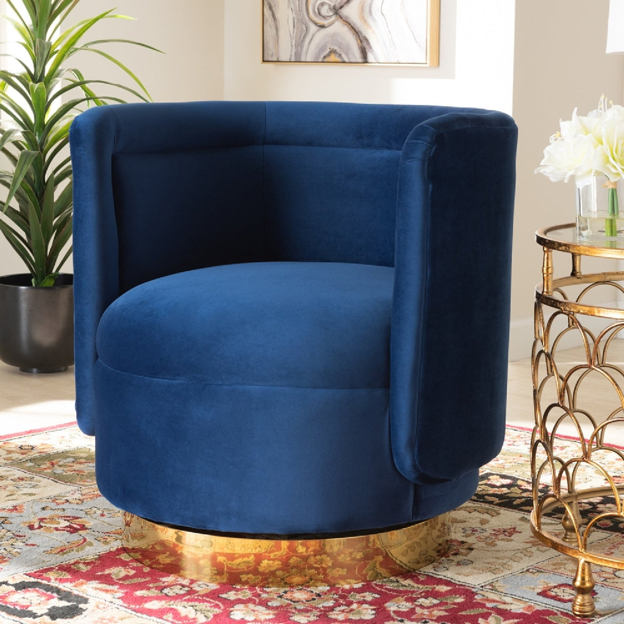   Modern European furniture - Velvet Curved Swivel Chair - www.oroa.com | Oroa.com