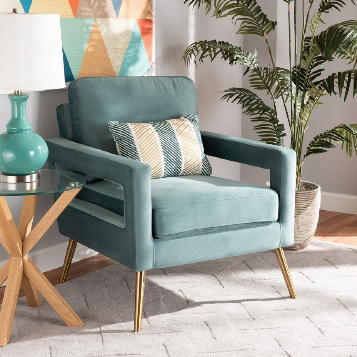   Modern European furniture - Velvet Open Armed Accent Chair - www.oroa.com | Oroa.com