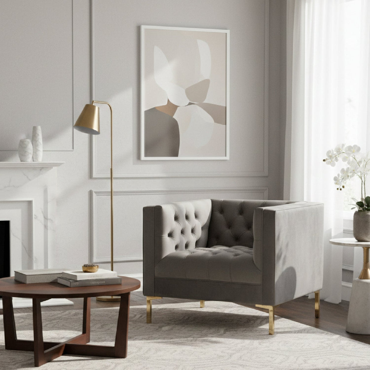   Modern European furniture - Button Tufted Velvet Lounge Chair - www.oroa.com | Oroa.com