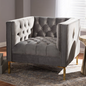   Modern European furniture - Button Tufted Velvet Lounge Chair - www.oroa.com | Oroa.com