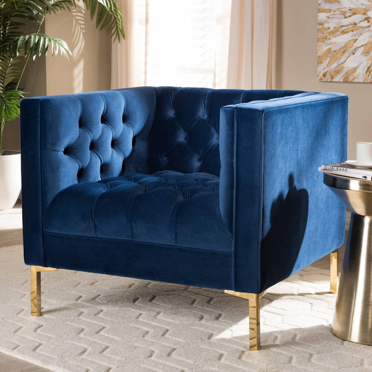   Modern European furniture - Button Tufted Velvet Lounge Chair - www.oroa.com | Oroa.com