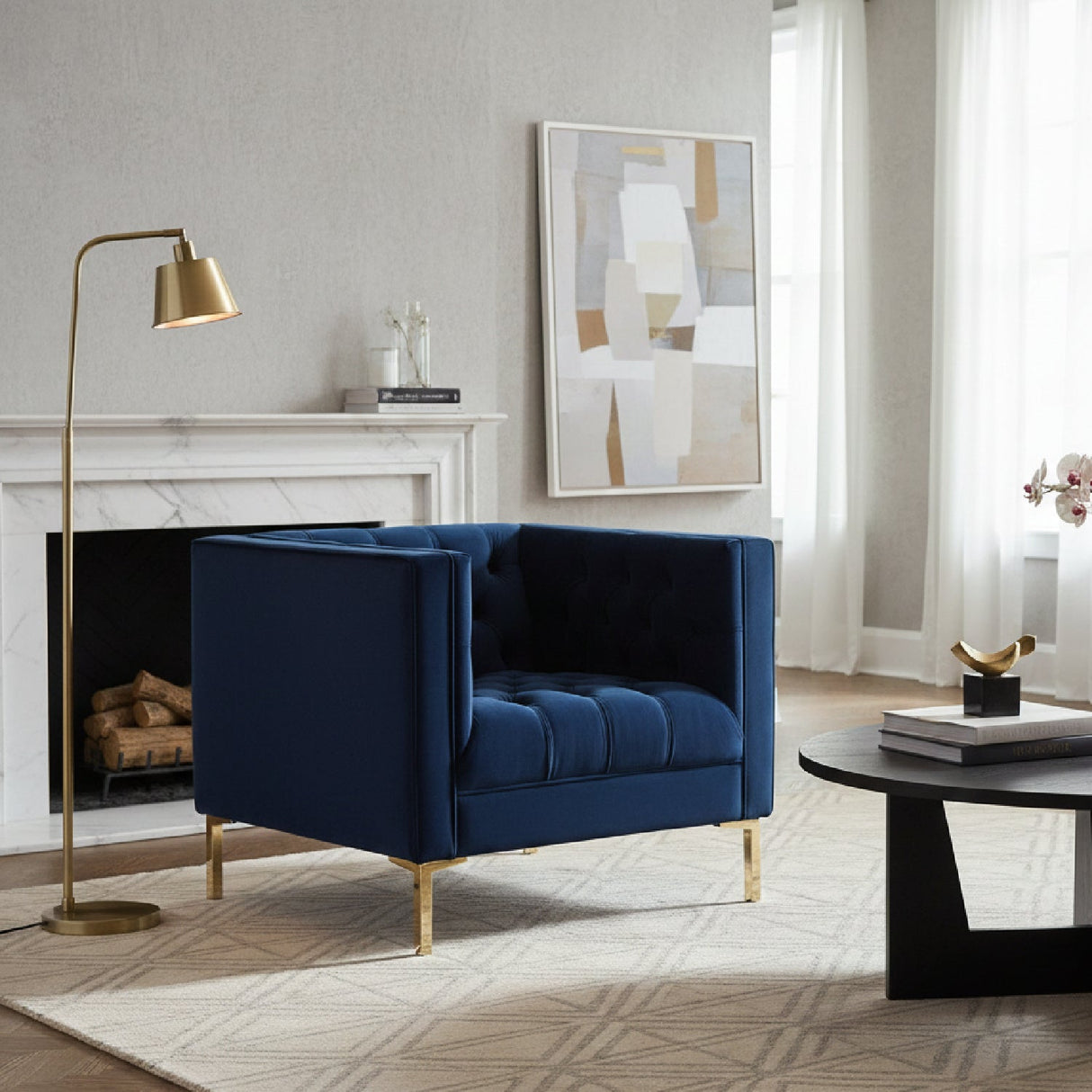   Modern European furniture - Button Tufted Velvet Lounge Chair - www.oroa.com | Oroa.com