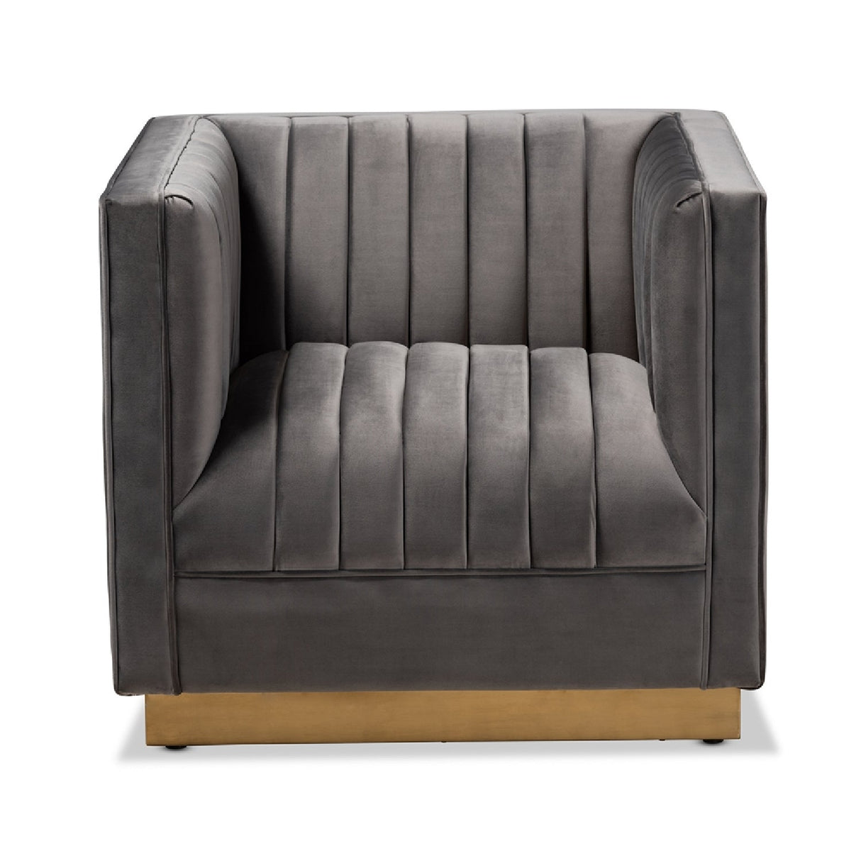   Modern European furniture - Gray Velvet Channeled Accent Chair - www.oroa.com | Oroa.com