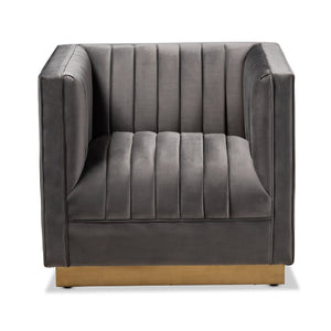   Modern European furniture - Gray Velvet Channeled Accent Chair - www.oroa.com | Oroa.com