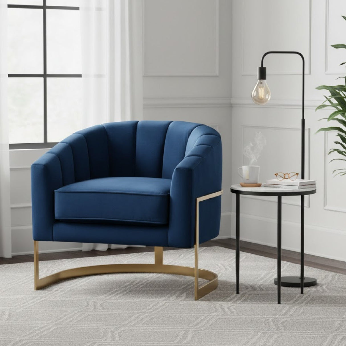   Modern European furniture - Blue Velvet Accent Chair - www.oroa.com | Oroa.com