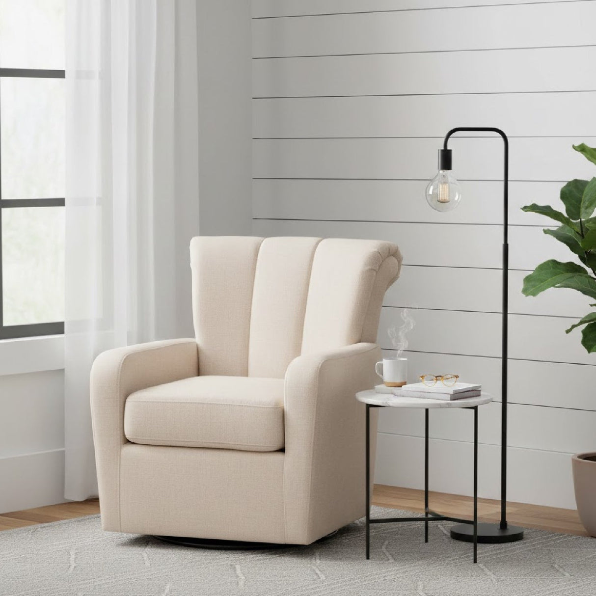  Modern European furniture - Beige Fabric Swivel Chair - www.oroa.com | Oroa.com